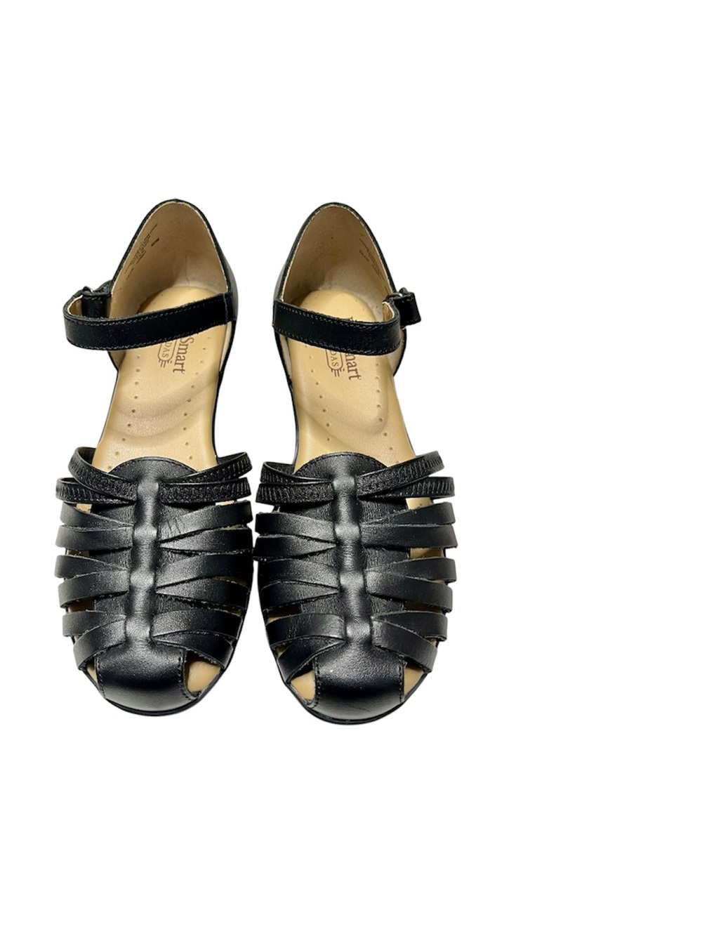 Foot Smart Women's Tejidas Black Leather Sandals Size 7.5 Closed-Toe